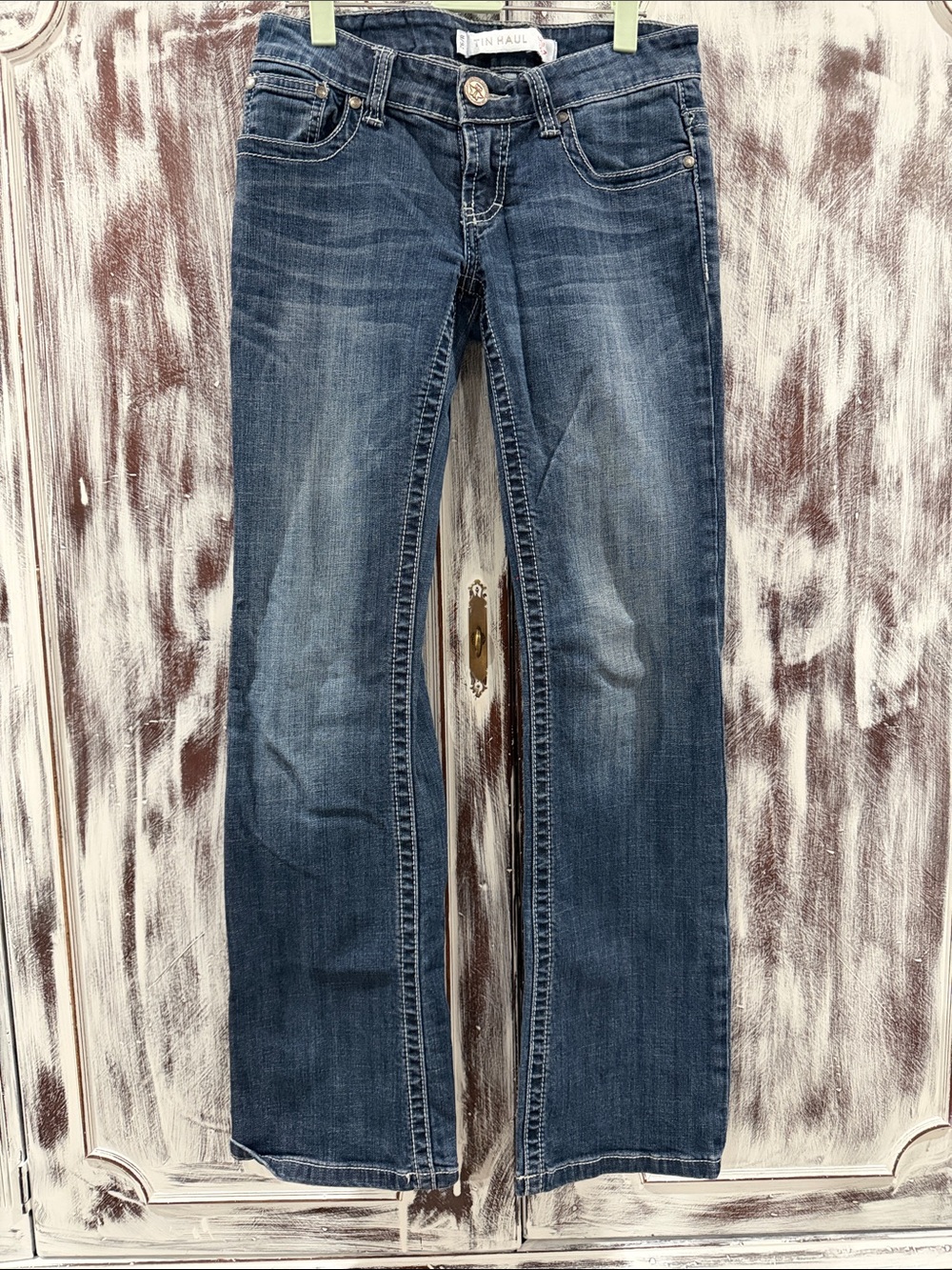Tin Haul Women’s Bootcut Jeans in Dark Blue Denim